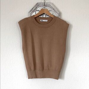 Zara • Tan Knit Sweater Vest